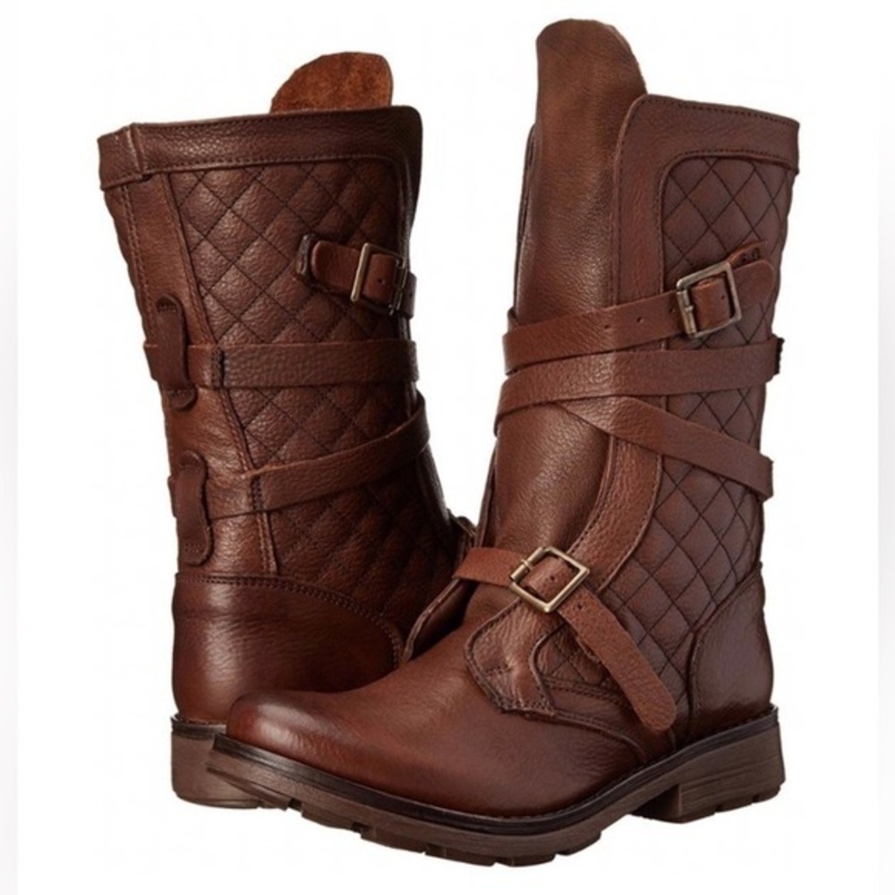 Steve Madden Bounti Leather Combat Motorcycle Moto Boots Buckle Womens 9.5 Brown